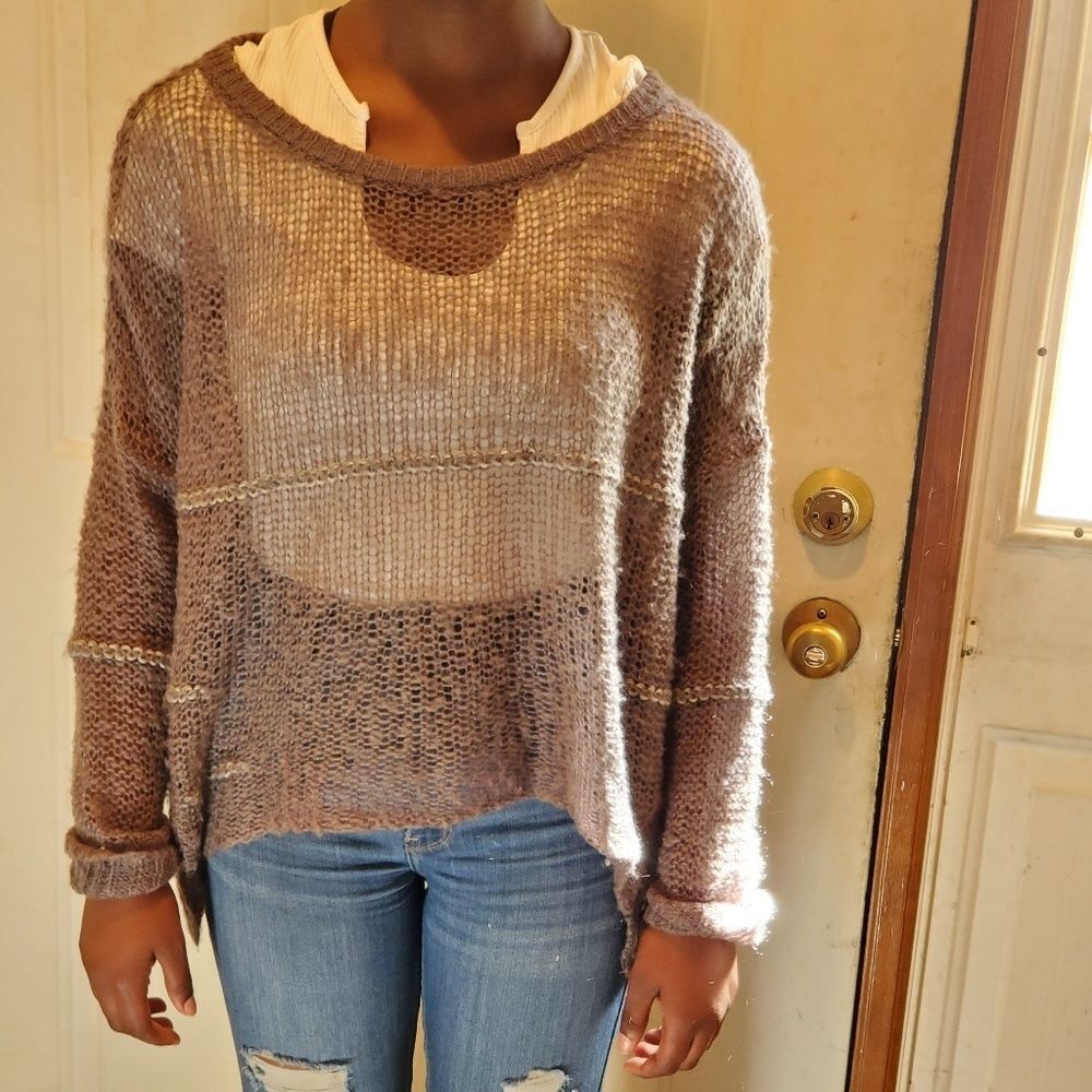 Vintage Havana Black gray open weave sweater